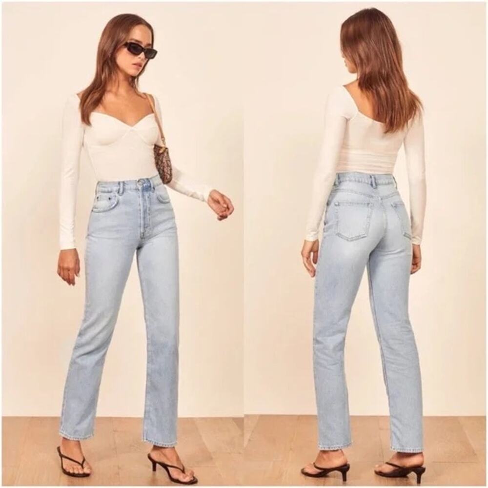 Reformation Julia Crop High Rise Jeans Powell Wash 28 Flawed